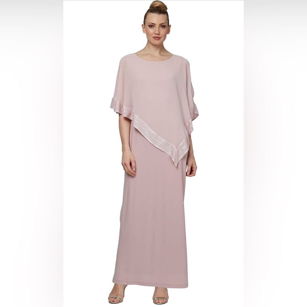 SLNY Asymmetrical Cape Dress